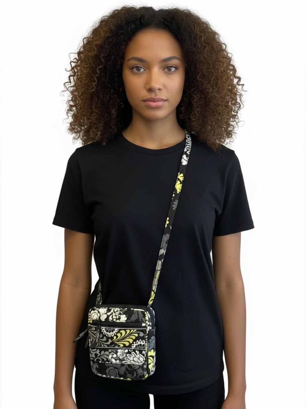 Vera Bradley Baroque Mini Hipster crossbody bag small shoulder purse gray yellow